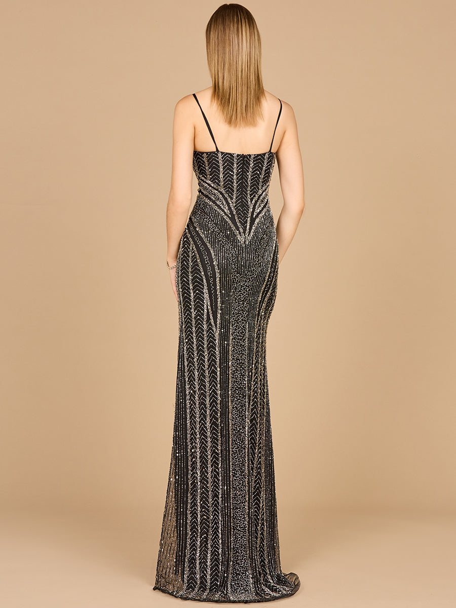 Spaghettiträger-Perlenkleid mit Schlitz