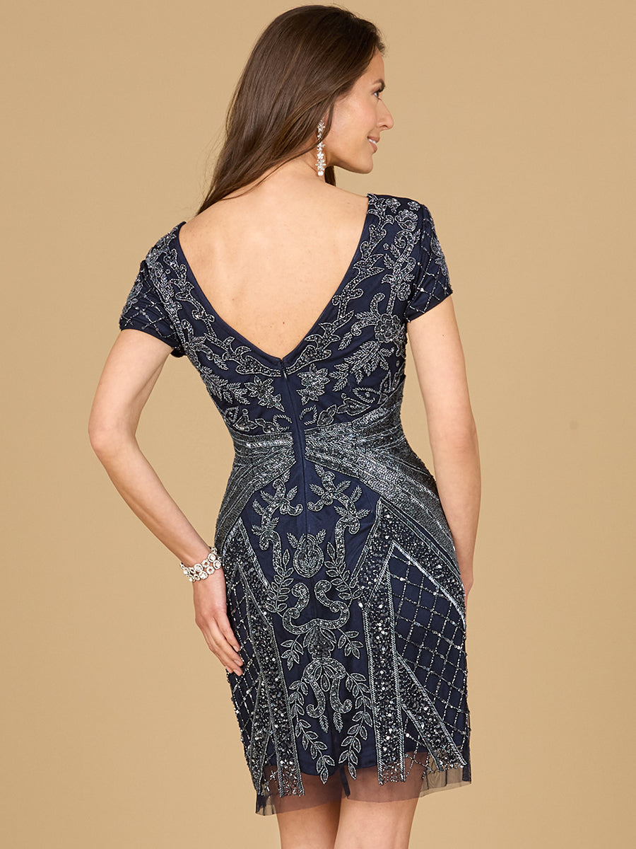Ärmelloses Cocktailkleid mit Perlenstickerei