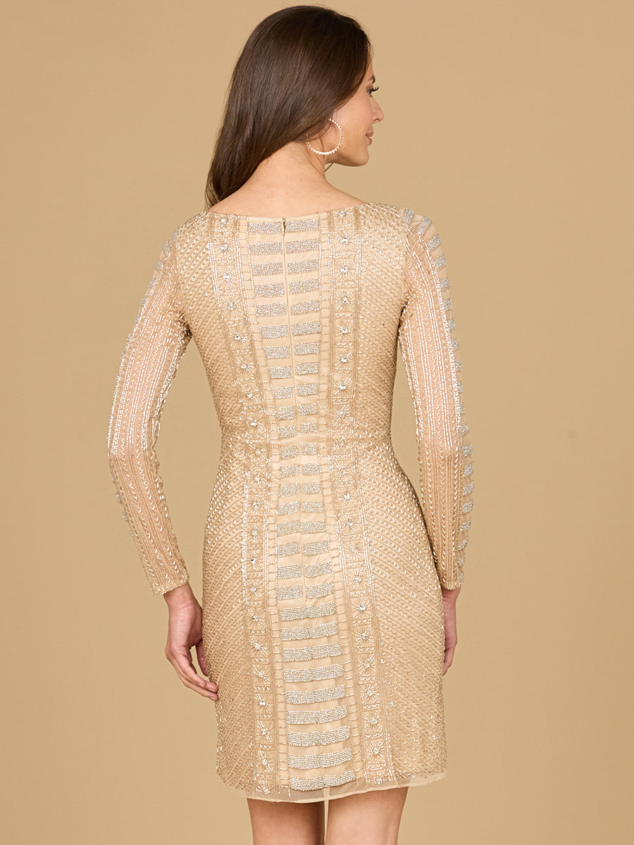 Langärmeliges Cocktailkleid mit hohem Kragen
