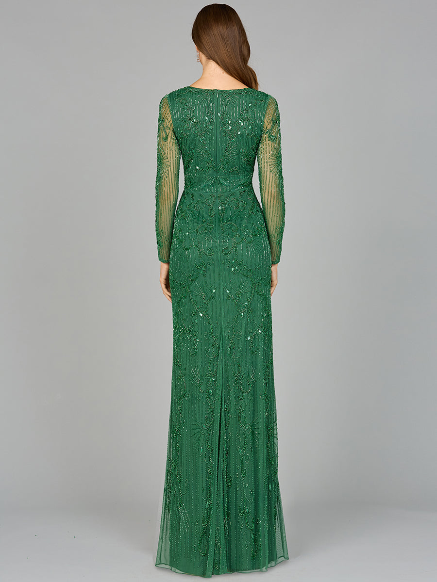 Elegantes, langärmliges Perlenkleid - OUTLET
