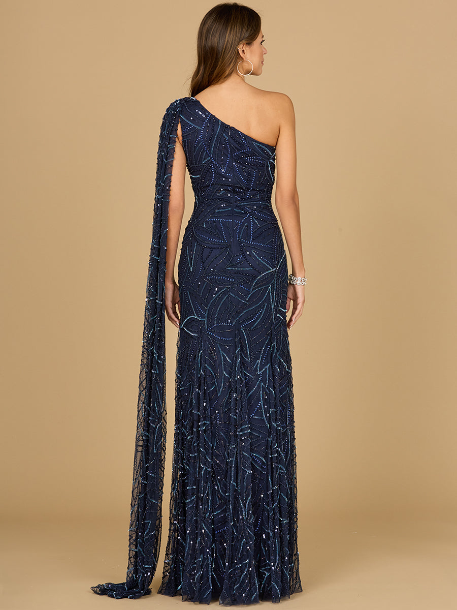 Robe longue asymétrique avec cape