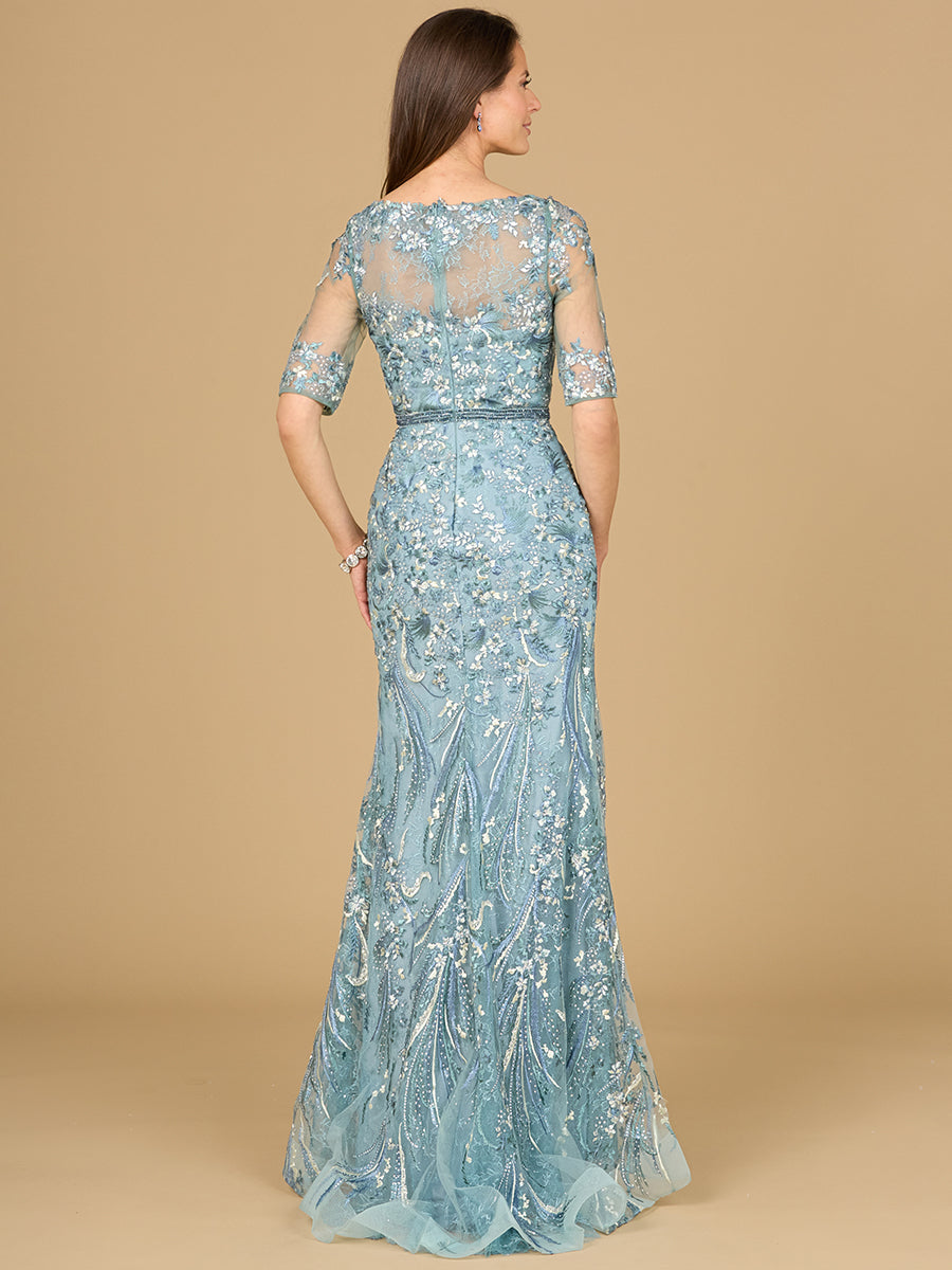 Enges Abendkleid aus Spitze mit kurzen Ärmeln