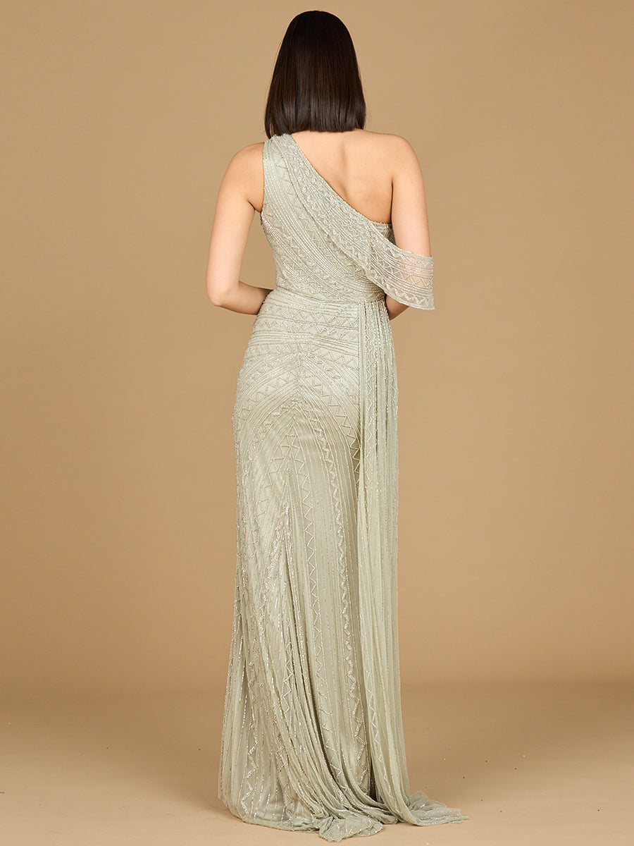 Robe perlée asymétrique avec traîne