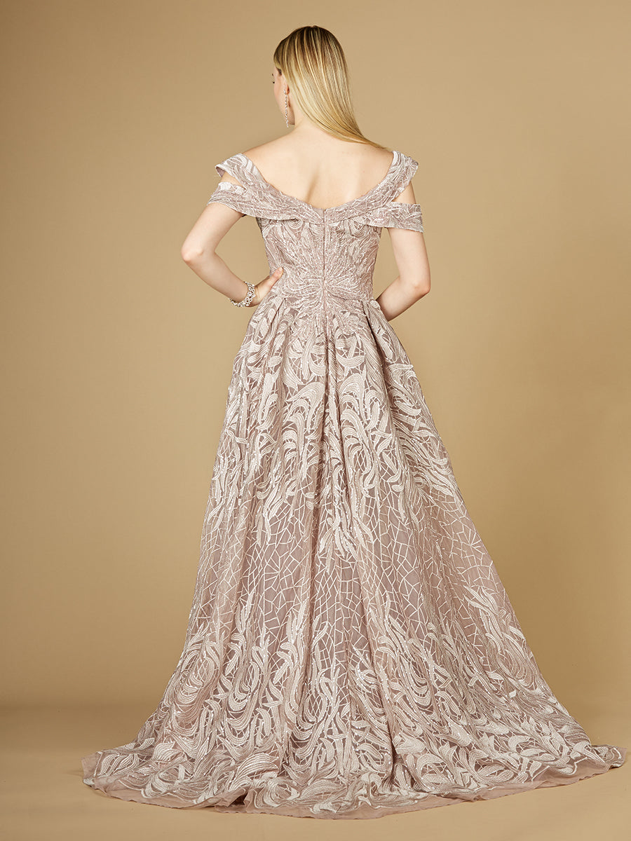 Robe sirène en dentelle à épaules dénudées avec surjupe