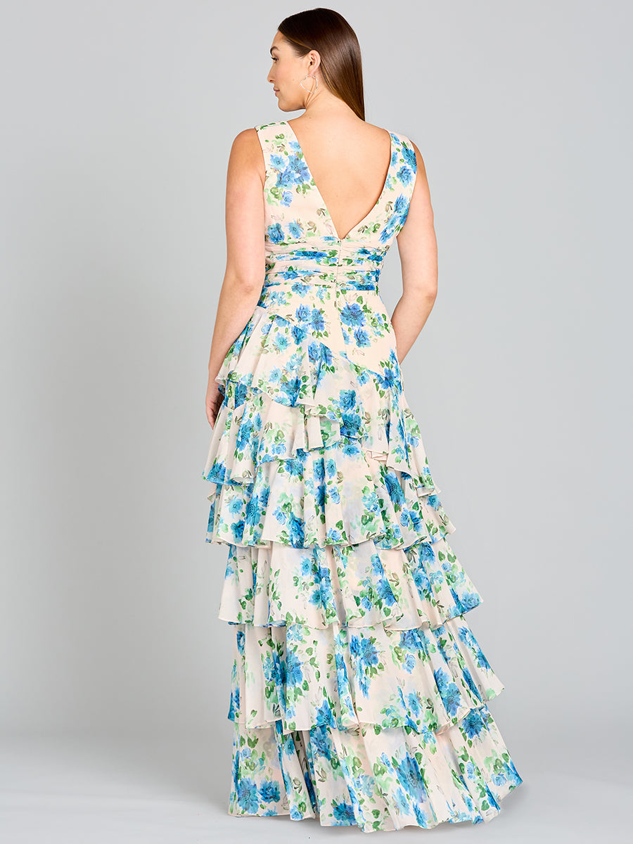 Robe imprimée à jupe à volants - OUTLET