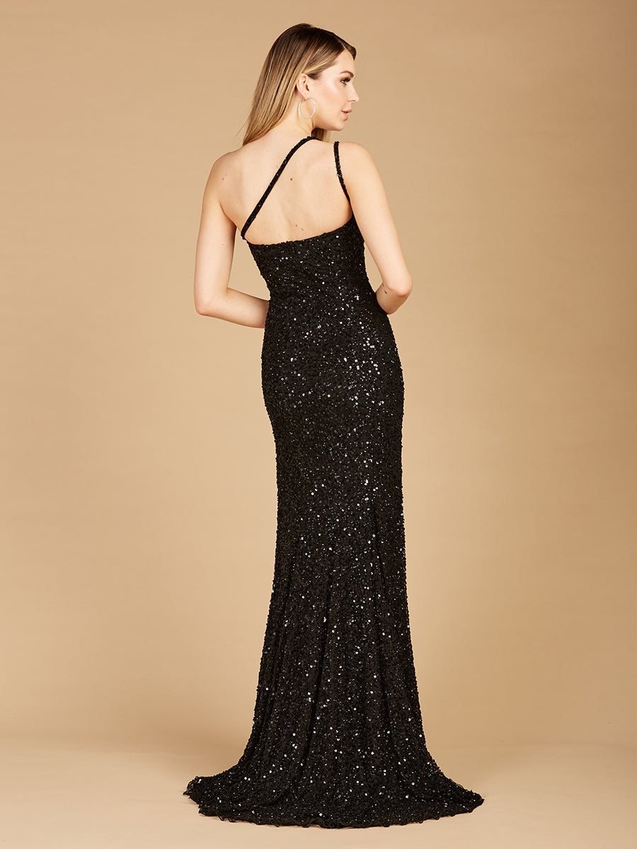 Robe de soirée asymétrique perlée avec fente