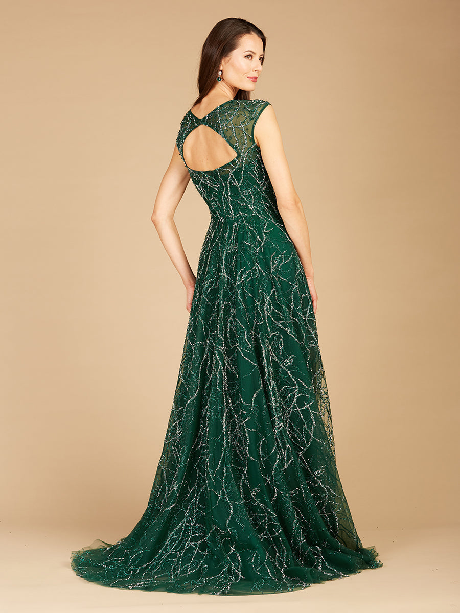 V-Ausschnitt Perlen-Ballkleid OUTLET