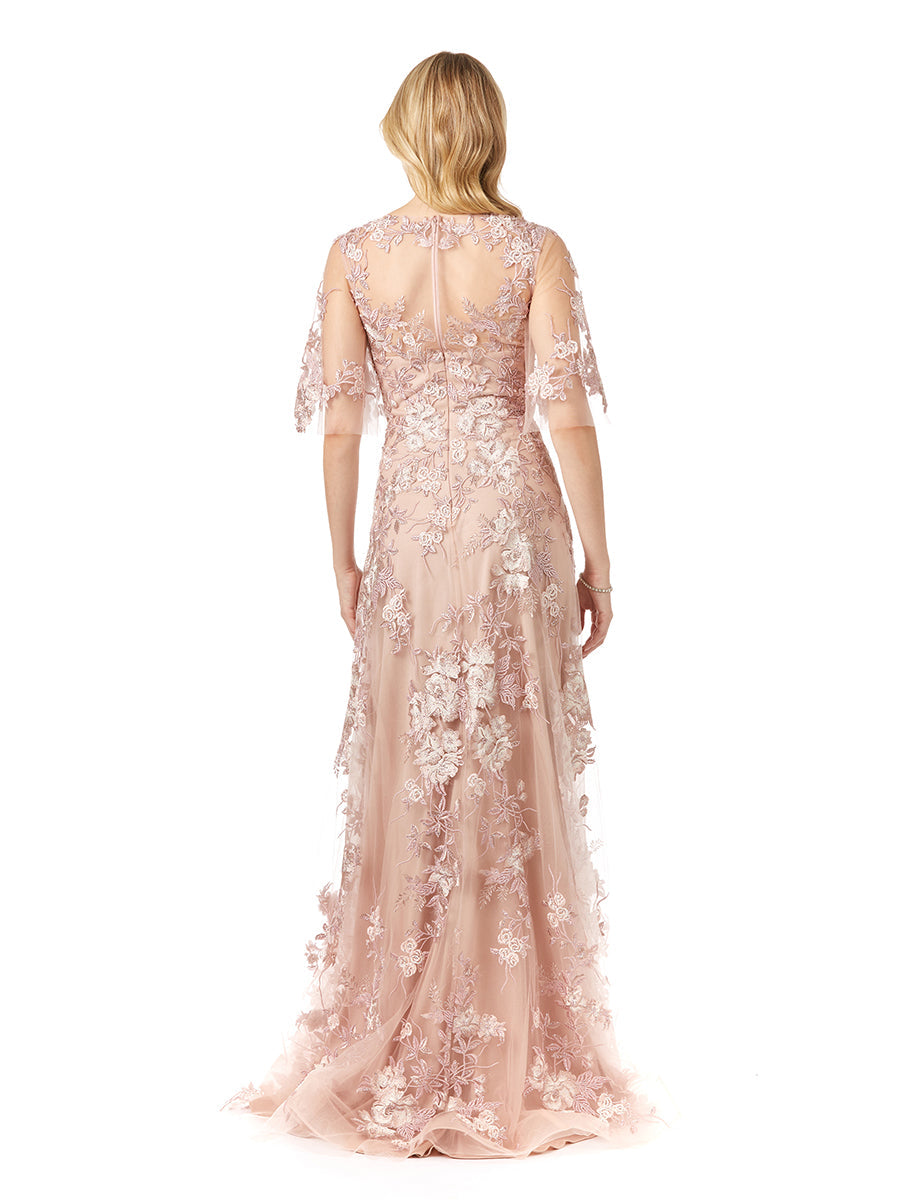 Kleid mit Cape-Ärmeln, Spitze und hohem Ausschnitt