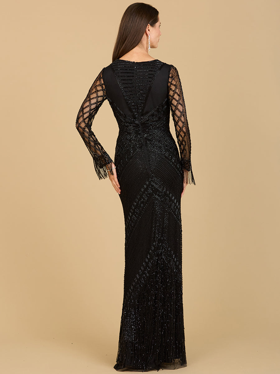 Langärmliges Fransenkleid