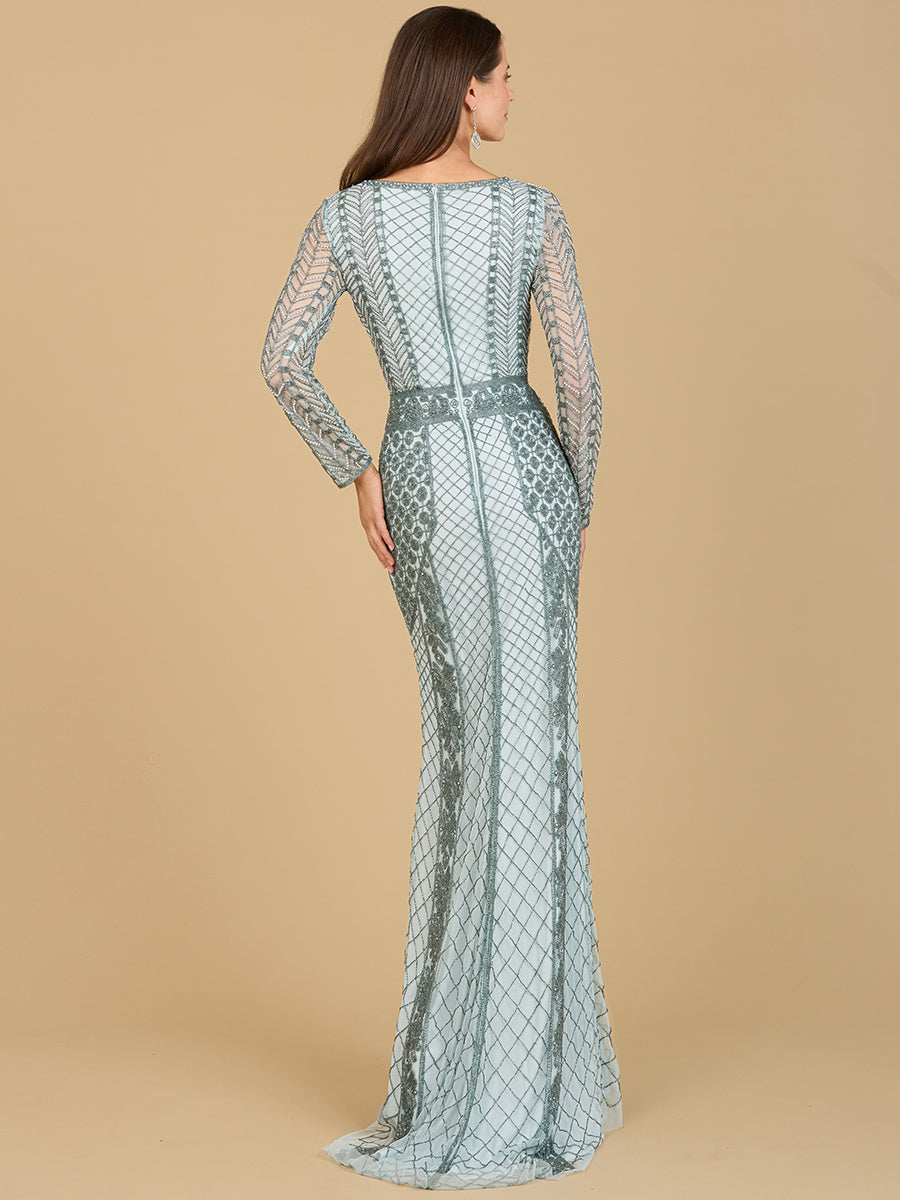 Robe perlée à manches longues
