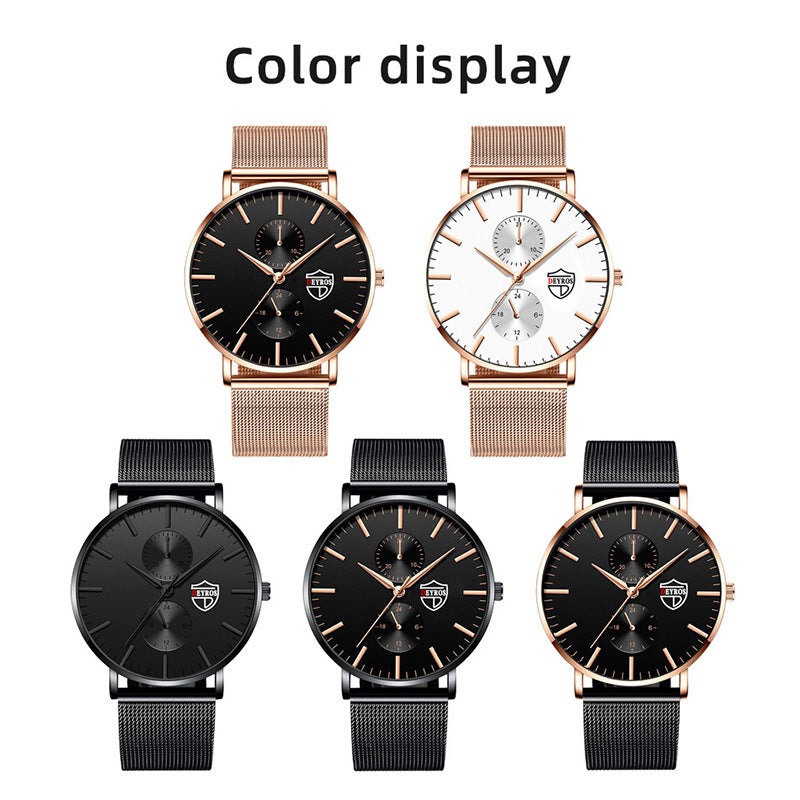 Black 3Bar Watch Men Women'S Watches Ladies Watch With Crystals Fashion Stainless Steel Band Comfortable Wristwatch