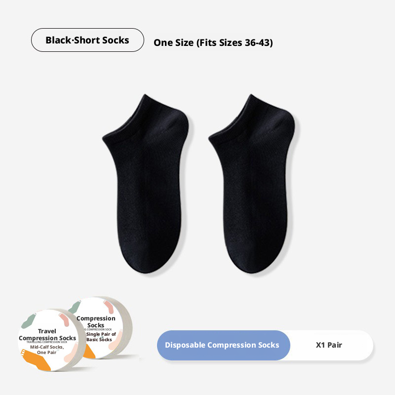 Travel compression socks-medium tube-gray-polyester cotton-1 pair