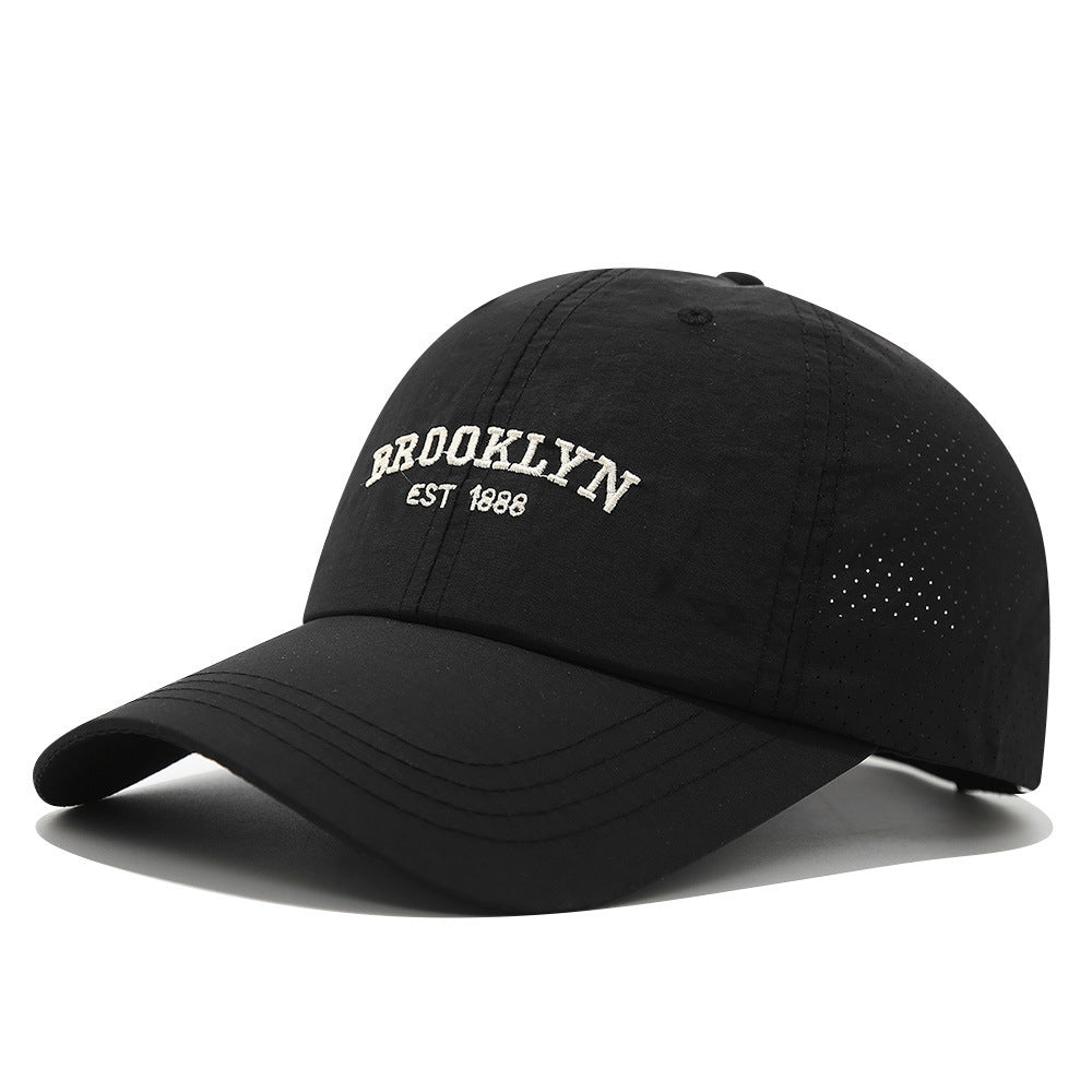 Men's And Women's Slim-fit Mesh Embroidered Letter Brooklyn Fashion Streetwear Baseball Cap Suitable For Daily Commuting, Outdoor Camping, And Weekend Outings.