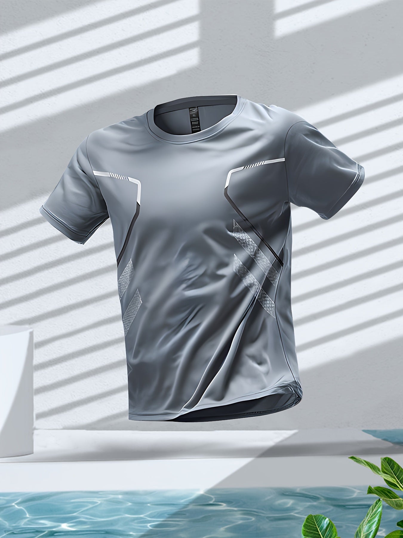 Mens Three-Piece Ice-Silk Quick-Drying Sports Short-Sleeve Top Set