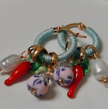 Stainless Steel Chili-shaped Pearl Multi-drop Pendant Earrings