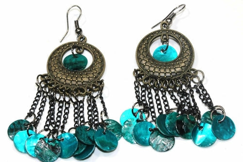 Boho Gypsy Mother Of Pearl Light Dangle Earrings 3 Inch