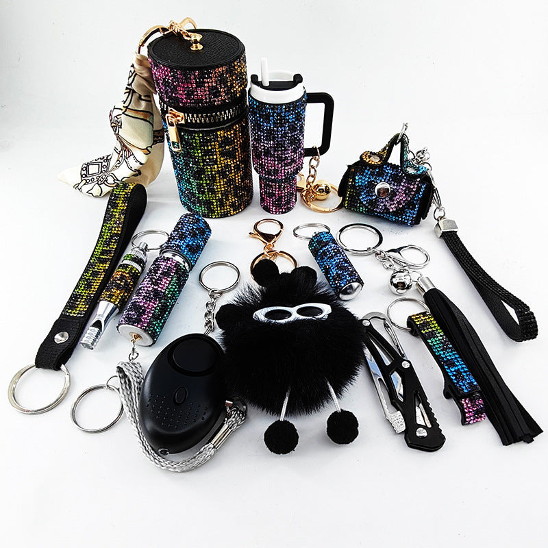 Diamond-Embellished Creative Portable 12-Piece Keychain Set
