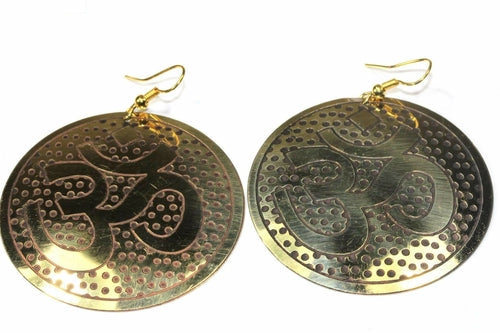 Om Yoga Earrings Silver Gold Tone 2 Inch Meditation