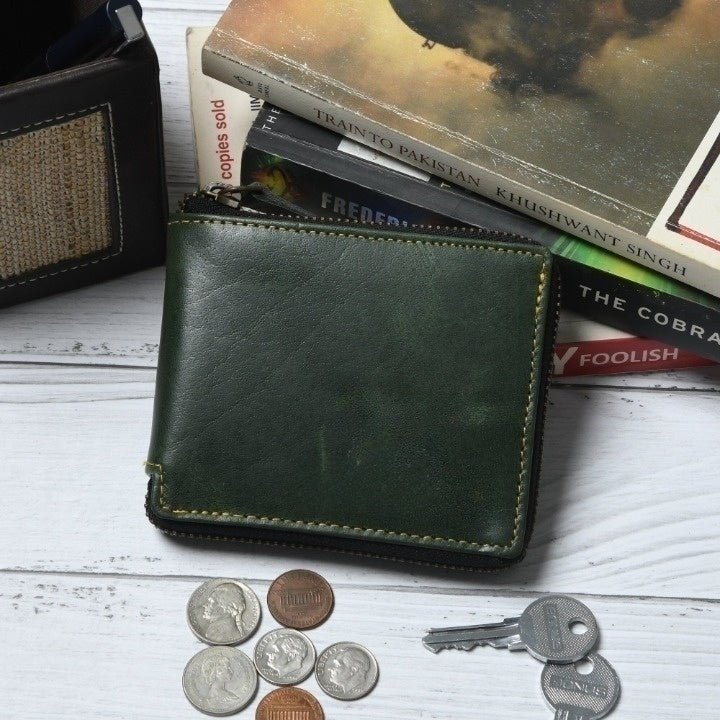 Adams Bi-Fold Wallet- Green - ThisandThatShoppe