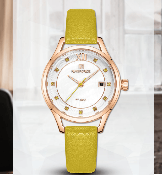 Women's Elegant Watch With Leather Belt And Metal Case Waterproof Wristwatch Excellent Design Perfect Gift