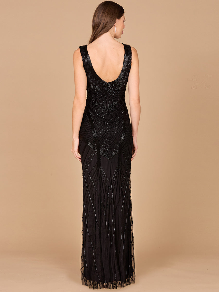 Lara 33552 - Robe ajustée ornée de perles ton sur ton