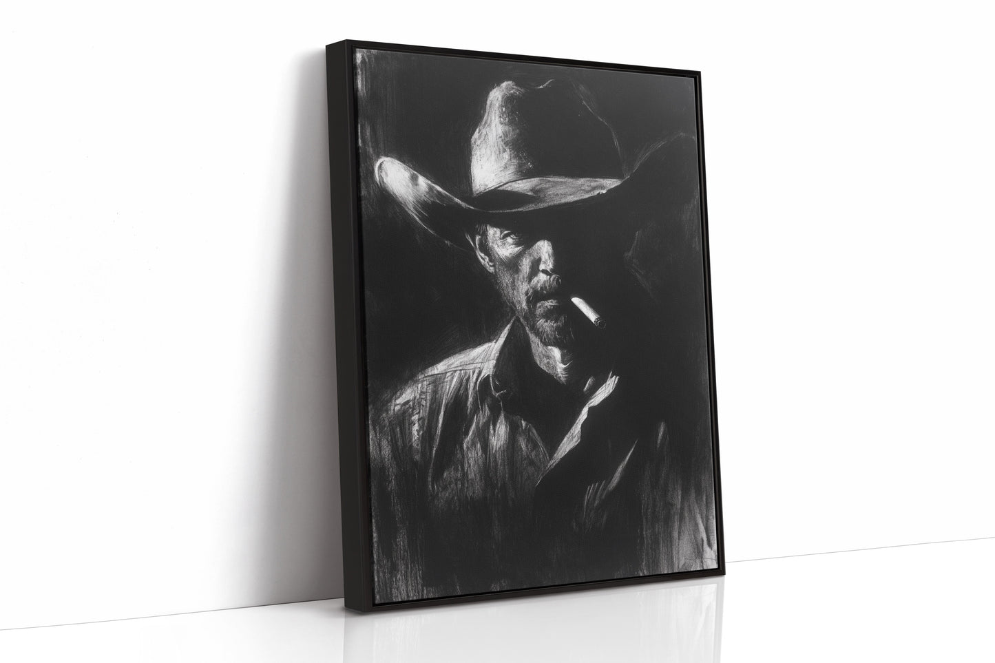 Cowboy de minuit dans l'ombre du fusain