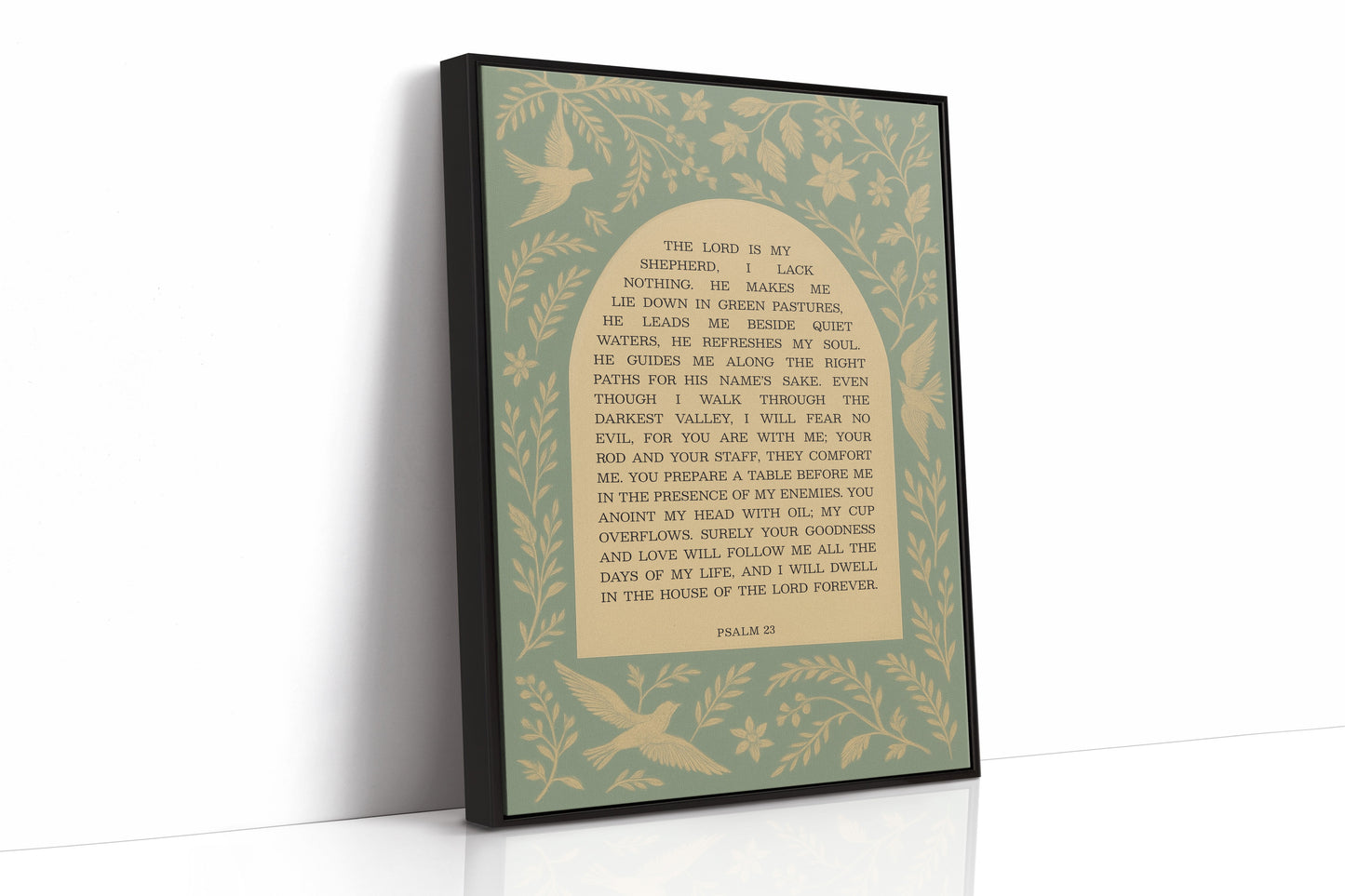 Psalm 23 Scripture with Doves and Florals