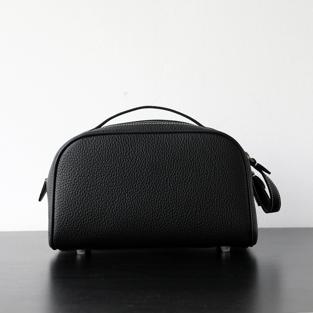 New Arrival Genuine Leather Portable Travel Toiletry Bag, Womens Cosmetic Case