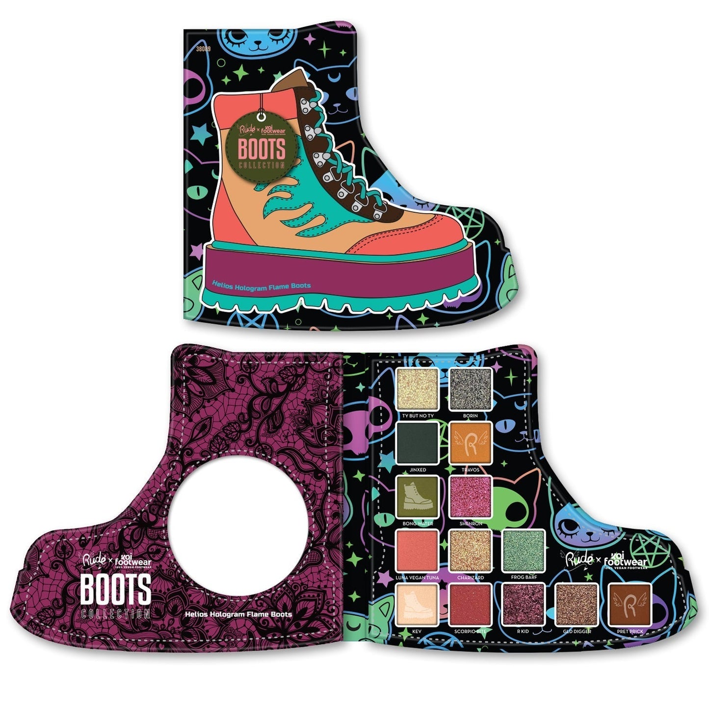 Collection de bottes RUDE X KOI FOOTWEAR - Bottes à flammes holographiques Helios - Bottes à flammes holographiques Helios