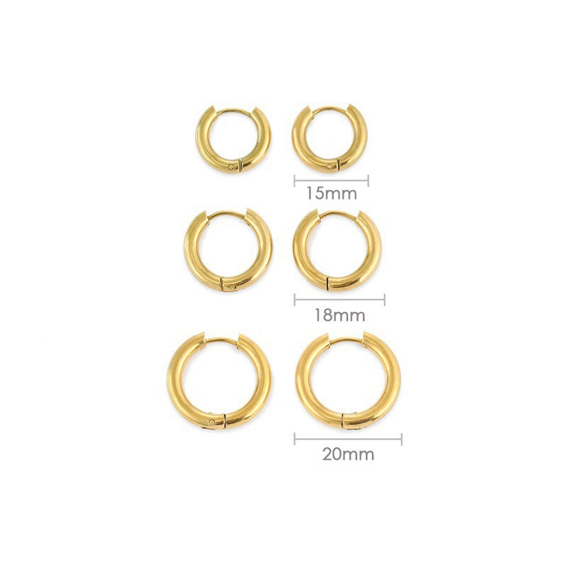 European And American Stainless Steel Hoop Earrings Minimalist Style