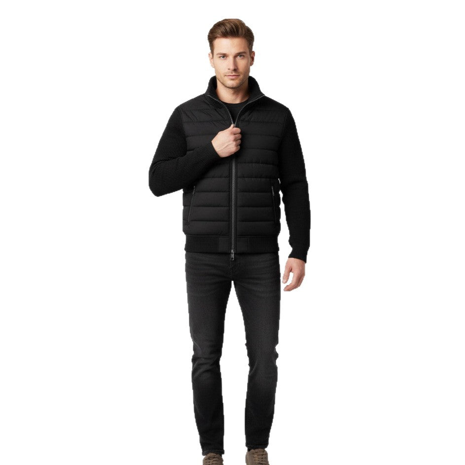 Stand-collar Patchwork Fashion Casual Zip-up Cardigan Cotton-padded Coat