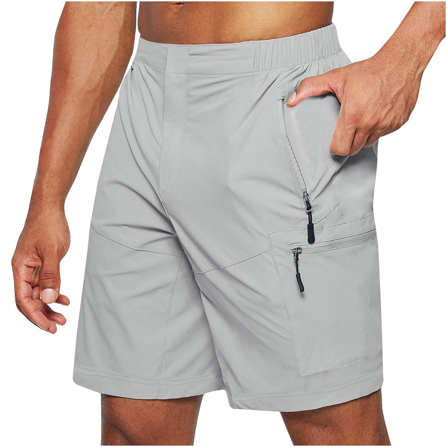 Men's Cargo Shorts Large Size New Zipper Shorts Multi-flap Pocket Pants Mobile Phone Men's Shorts Quick-drying Fabric