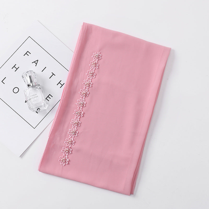 Pearl Chiffon Nail Pearl Decorative Headscarf