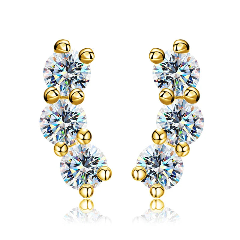 Boucles d'oreilles clous en moissanite 3 mm en argent sterling 925 plaqué or blanc 18 carats