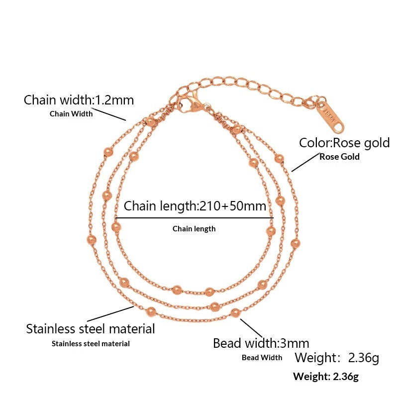 Fashionable And Minimalist Multi-layer Metal Bead Anklet
