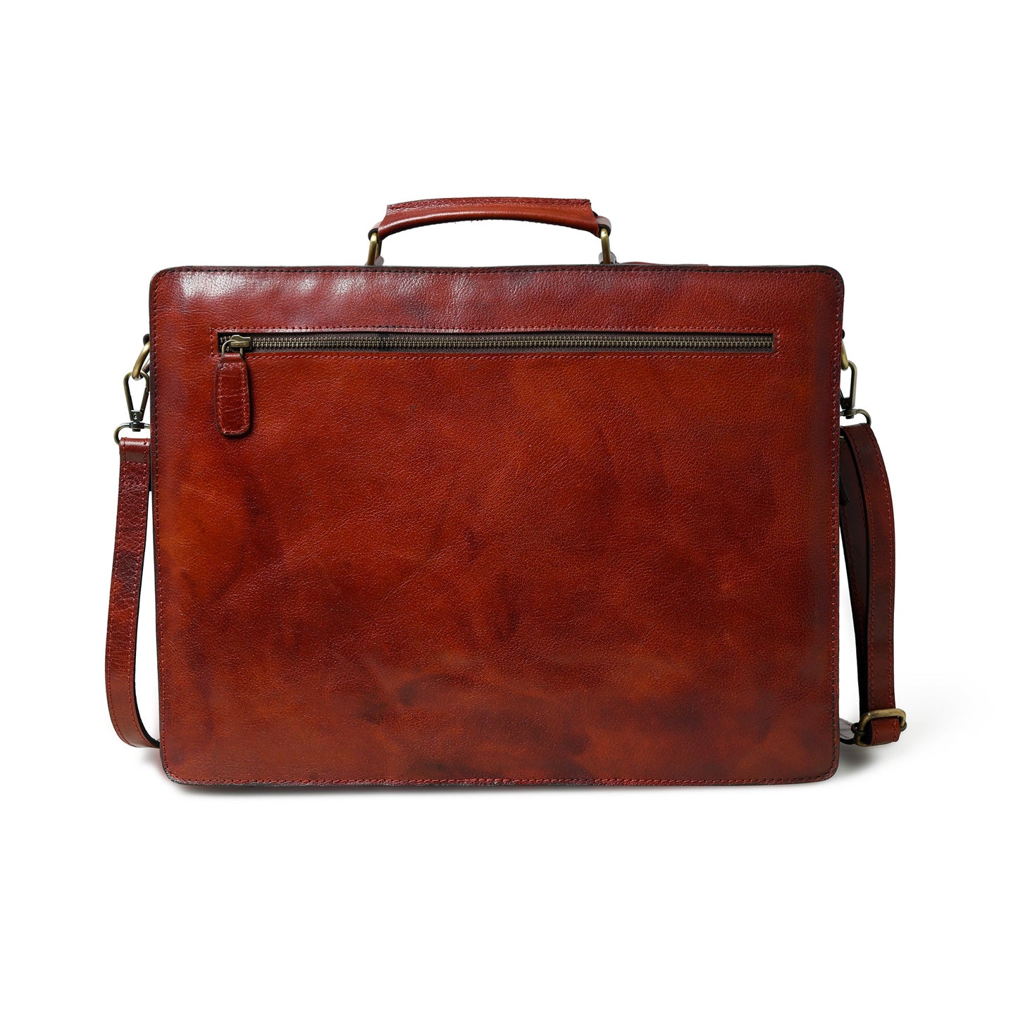 Aktentasche aus italienischem Leder, Toskana, Cognac