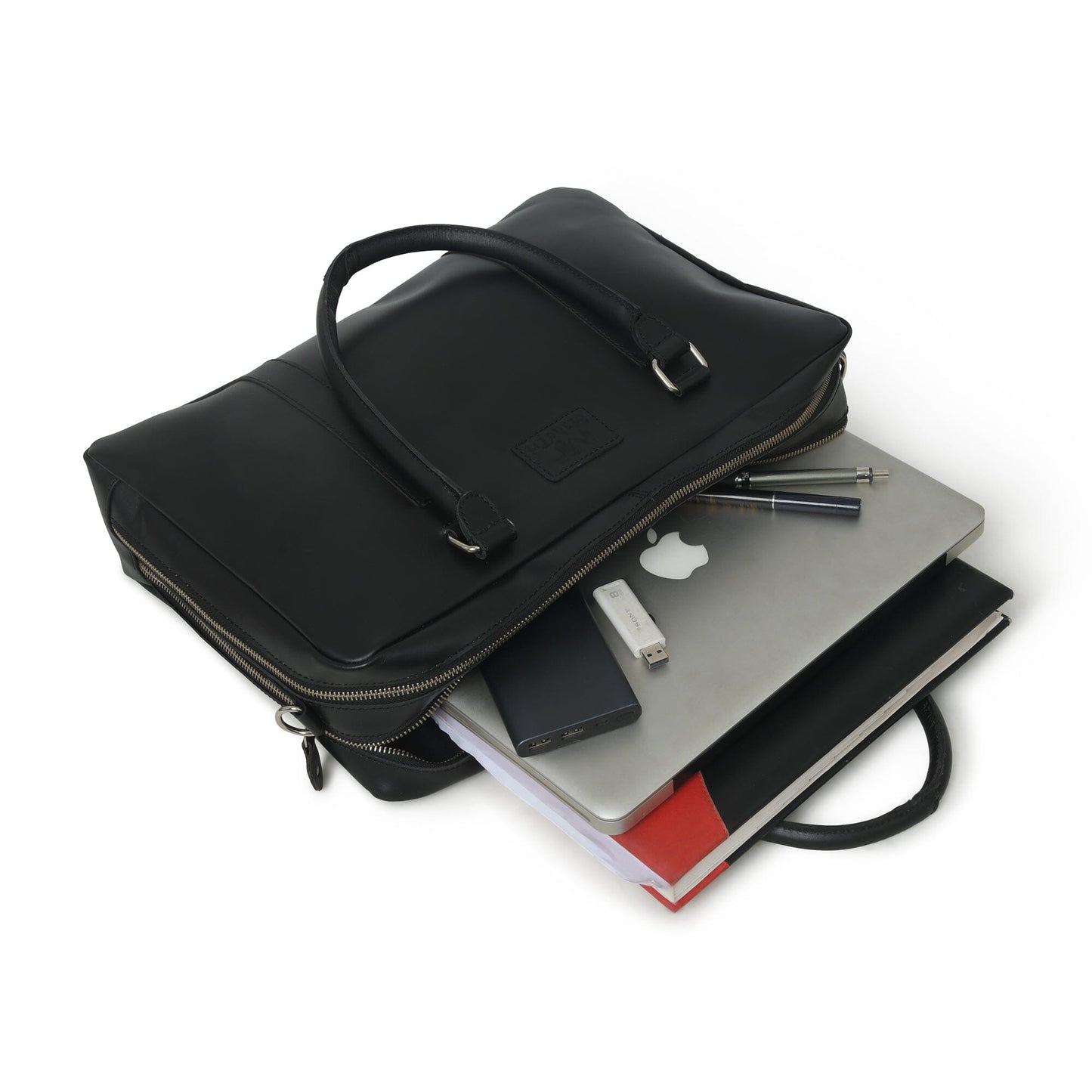 Dixon Black Buffalo Leather Laptop Briefcase - ThisandThatShoppe