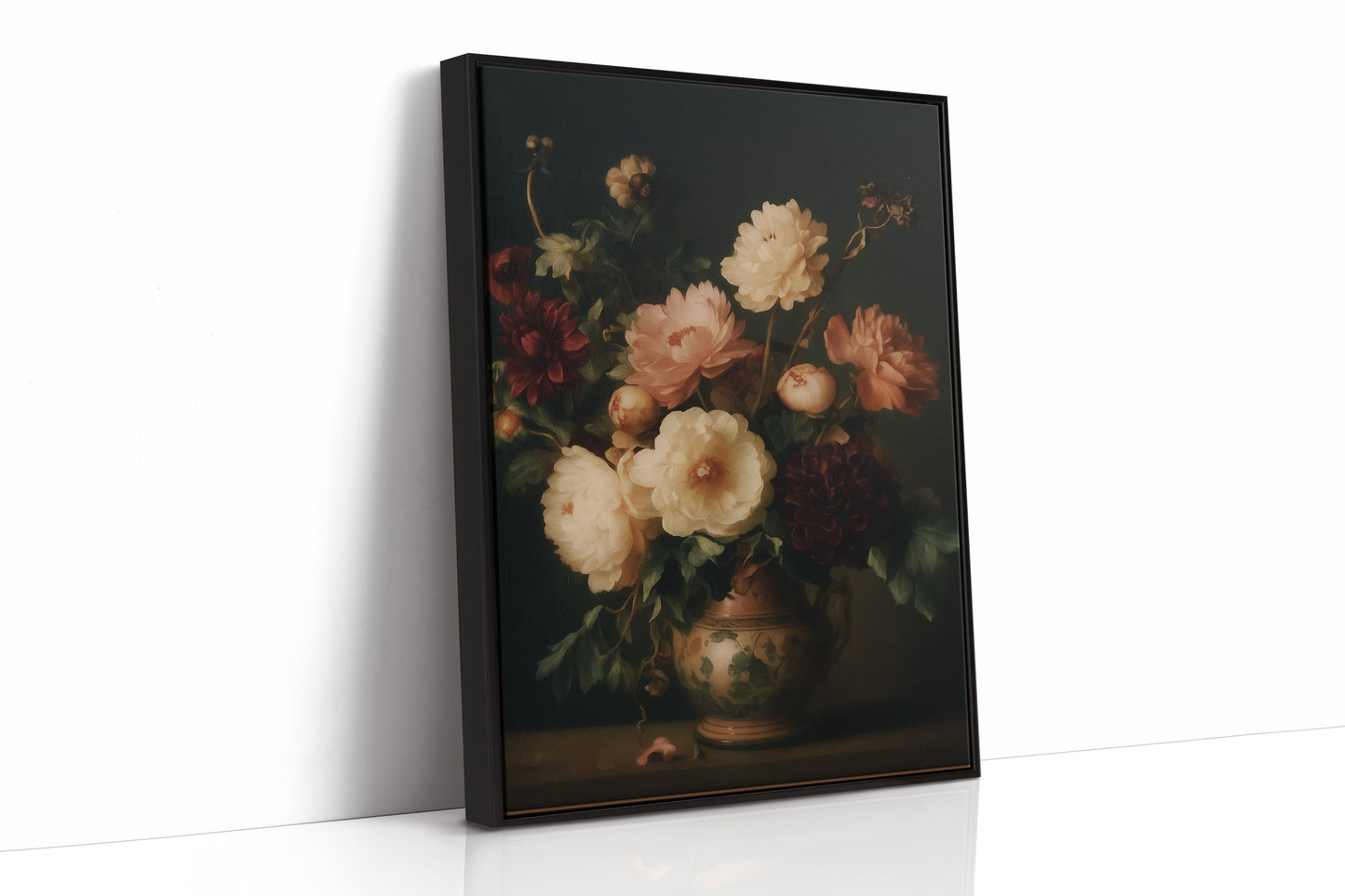 Pivoines baroques dans un vase en terre