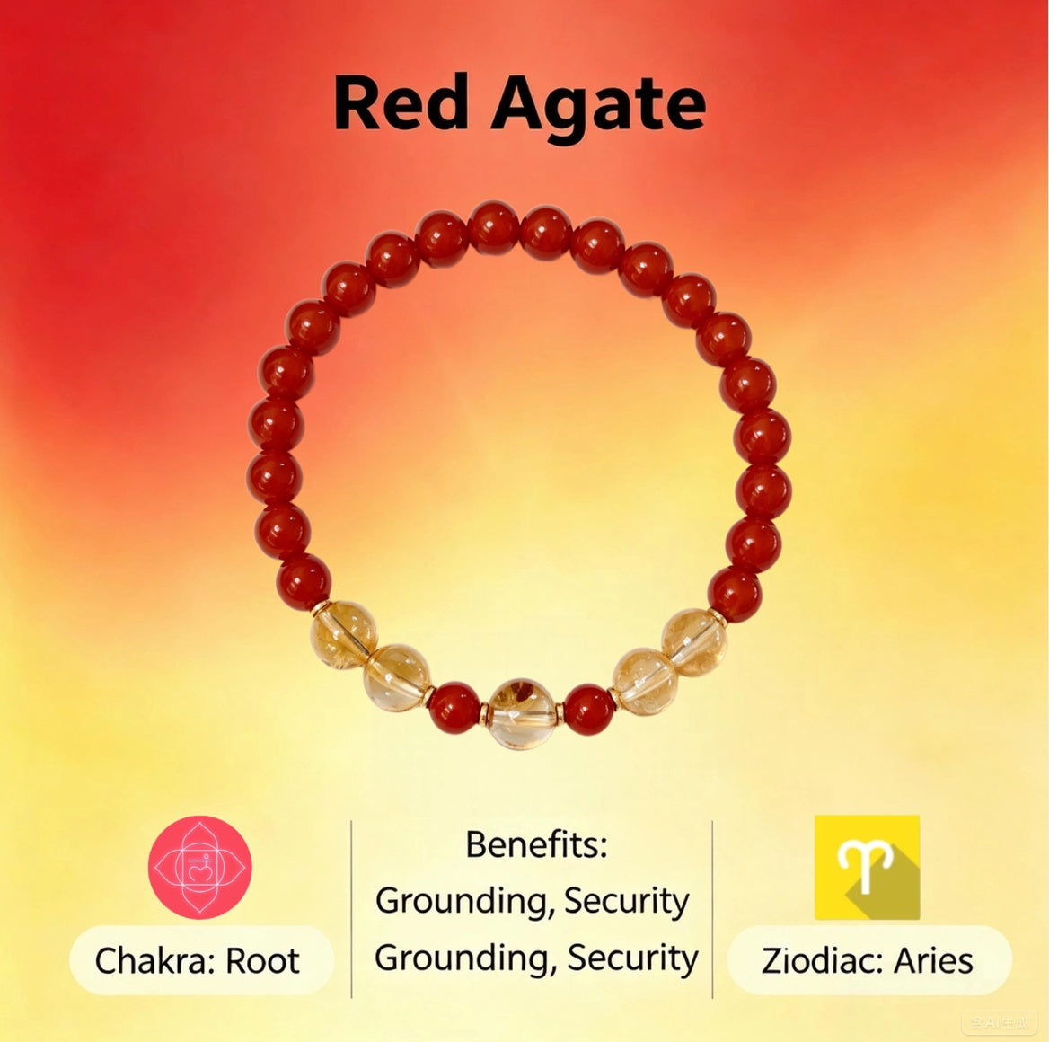 Red Agate Root Chakra Bracelet - Grounding & Security