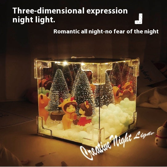 Christmas DIY LED Cube Lamp 3D Santa Snowman Lights Kit