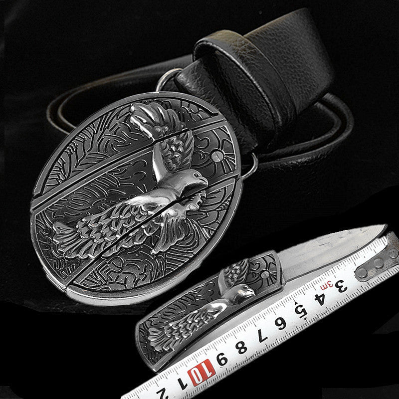 Smooth Buckle Self-defense Belt Knife Punk Buckle Head