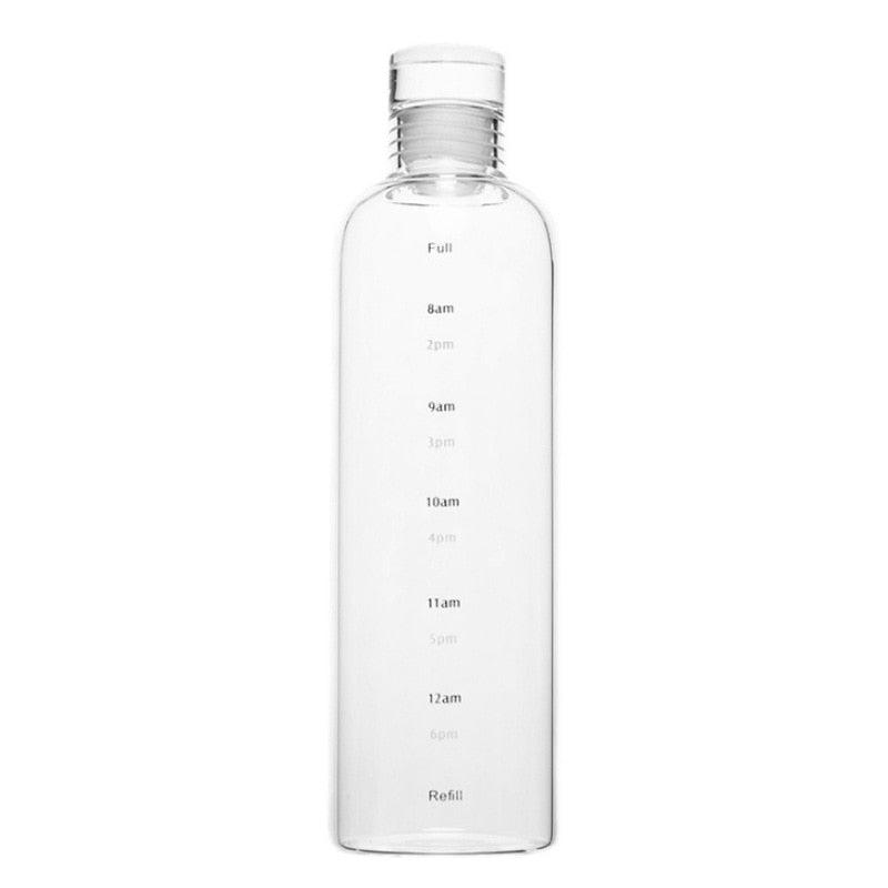 500ml Glass Water Bottle with Time Marker Transparent Milk Cup Outdoor Sports Portable Leakproof Drink Bottle with Cup Sets Water Bottle Leak-proof Time Scale Print Transparent High Bottle for Office Water Bottle