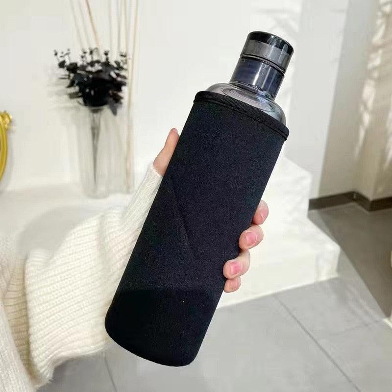 500ml Glass Water Bottle with Time Marker Transparent Milk Cup Outdoor Sports Portable Leakproof Drink Bottle with Cup Sets Water Bottle Leak-proof Time Scale Print Transparent High Bottle for Office Water Bottle