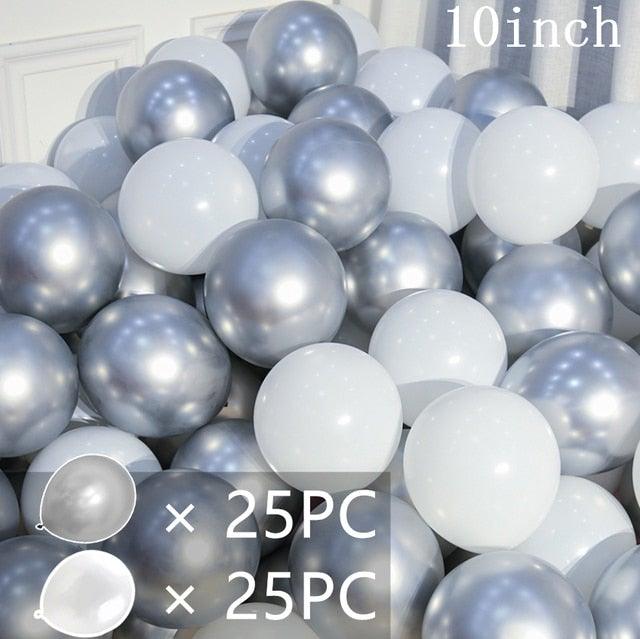 50/15pcs 10inch Gold Silver Black Metal Latex Confetti Balloons For Wedding Decorations Birthday Party Decorations Bridal Showers Baby Showers