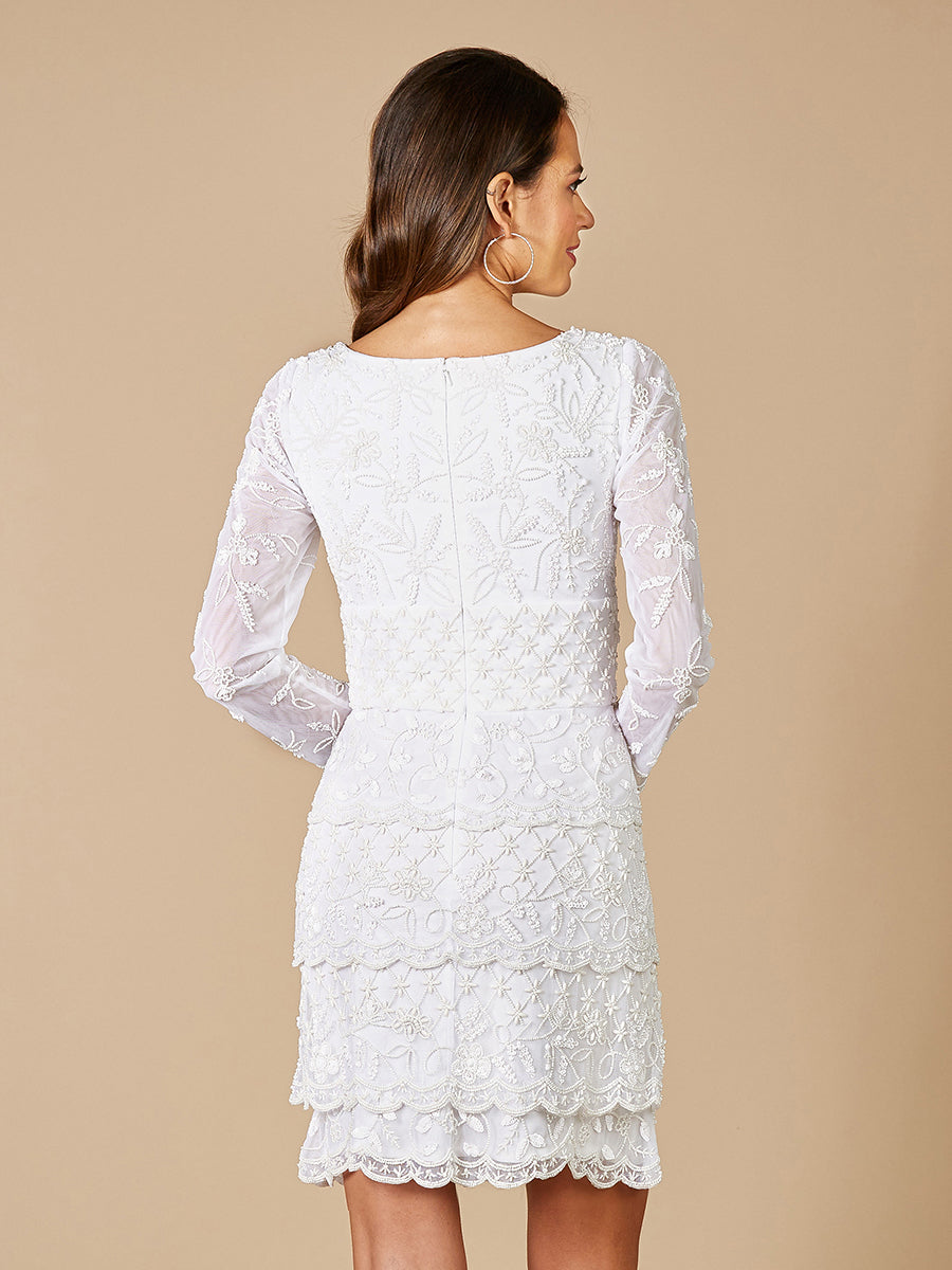 Lara Goldie Perlenbesetztes Mini-Kleid mit V-Ausschnitt