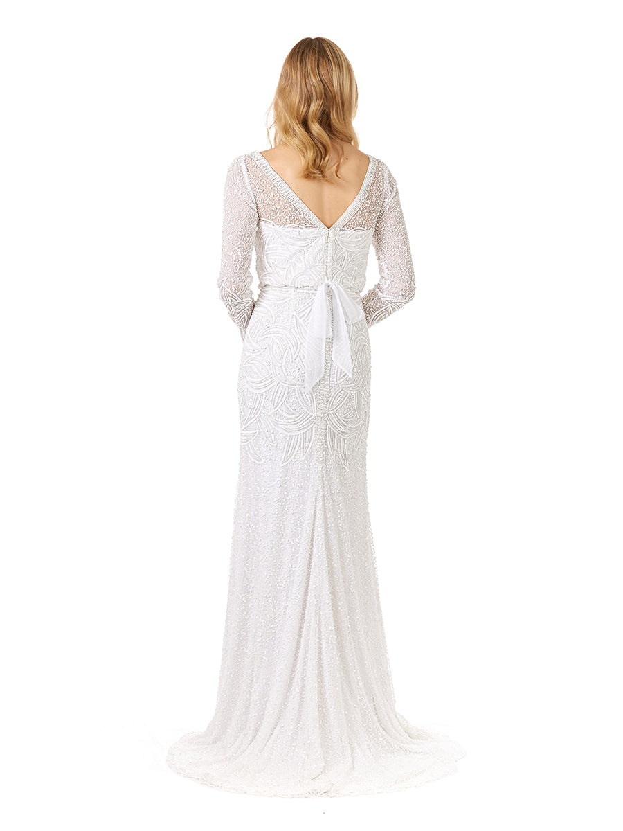 Robe de mariée Lara Grant à manches longues et perles