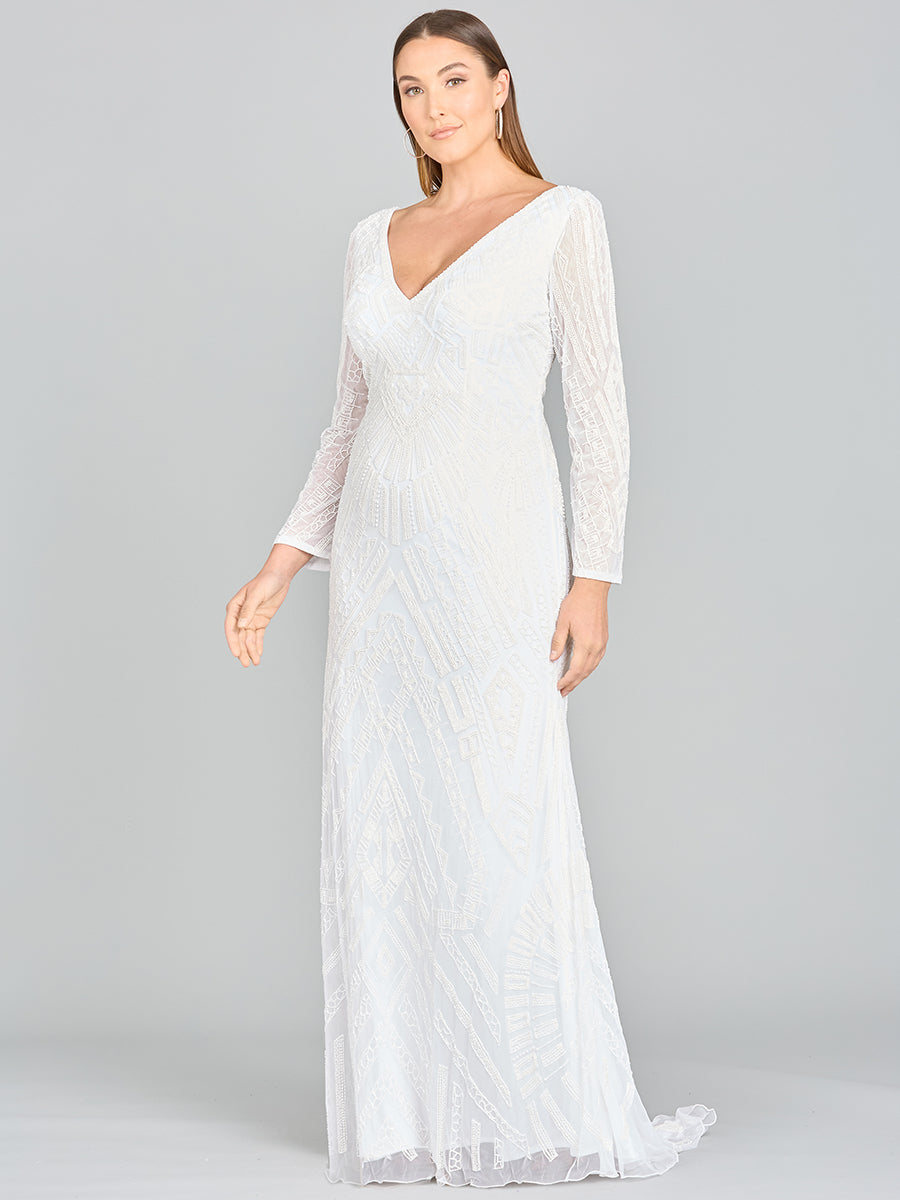 Robe de mariée à manches longues et col en V Lara Gretchen