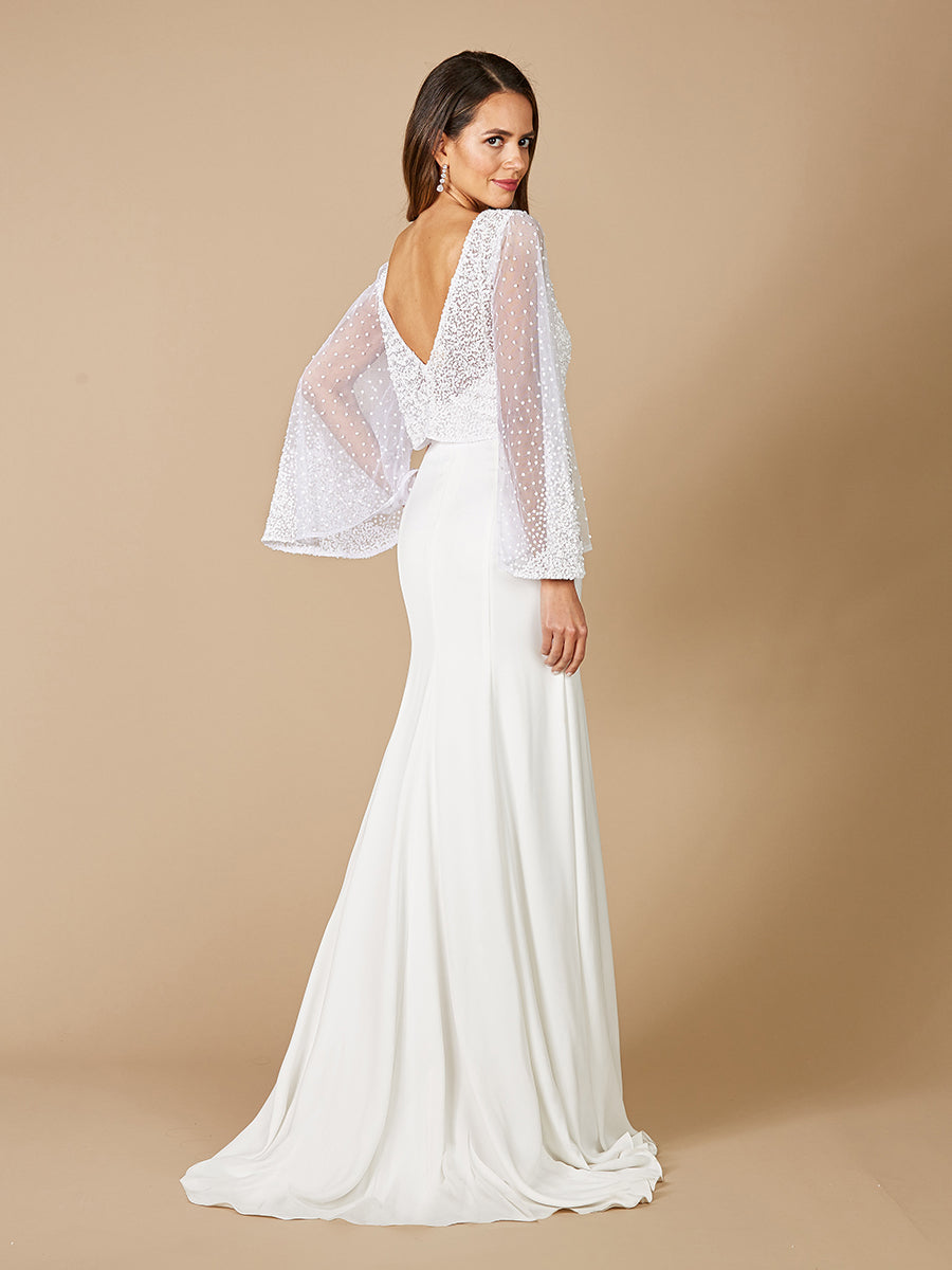 Capelet de mariée à manches longues perlé Lara Grace