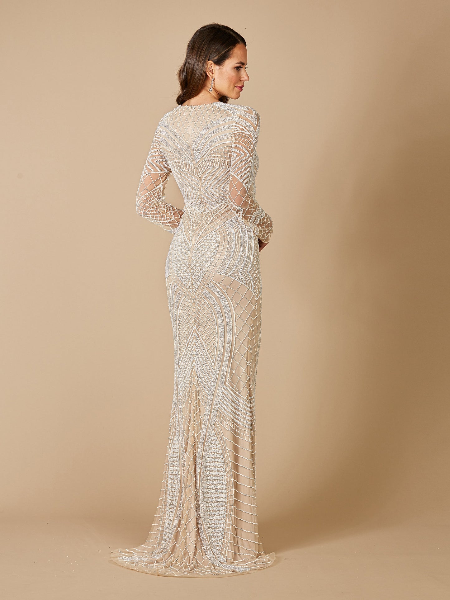 Robe perlée Haley Nude/Ivoire mariée