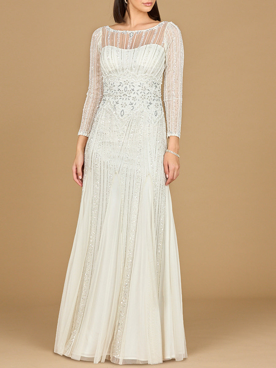 Robe de mariée Lara à col montant et perles